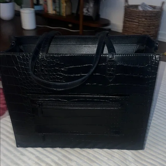 BEIS Black Croc Embossed Tote Bag - Picture 4 of 12